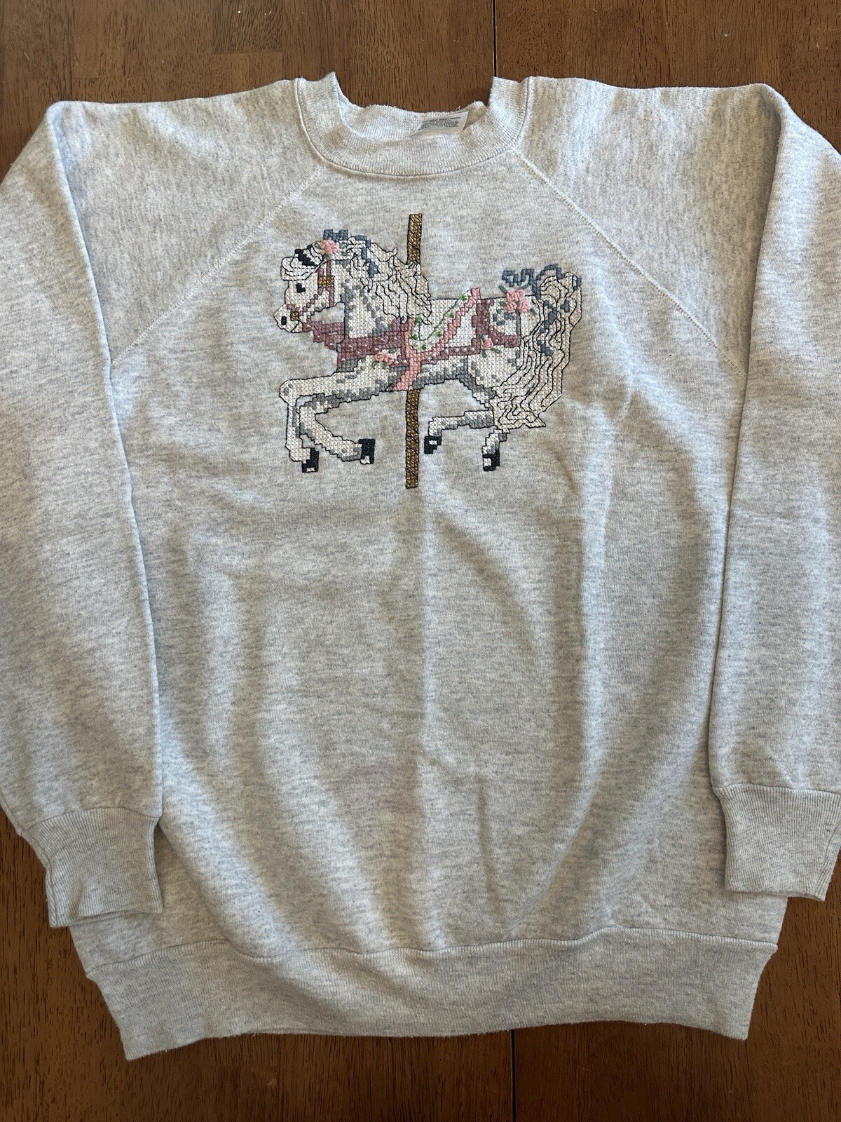 Felpa grande vintage anni 90 giostra cavallo pony