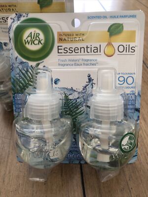 Air Wick Plug in Scented Oil 2 Refills Fresh Waters X TWO