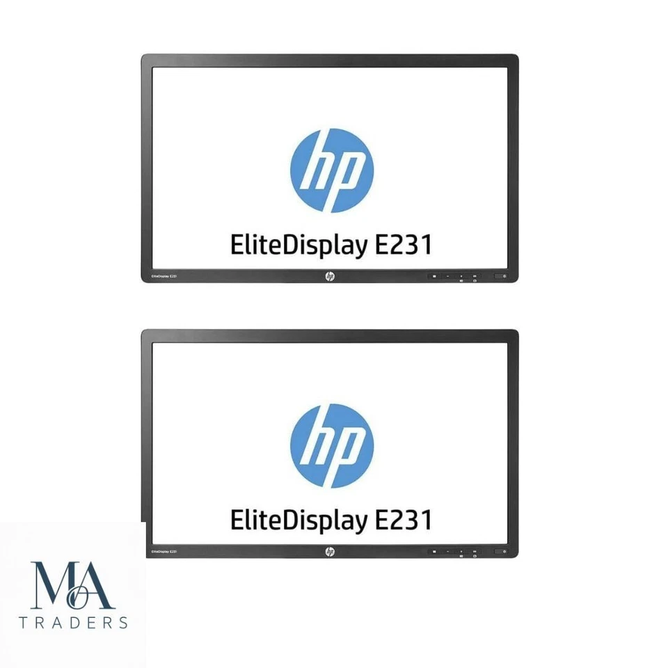 Dual HP Monitors E231 Screen Setup 2 x 23" FHD 1920x1080 DVI VGA Ports No Stand - Image 4 of 4