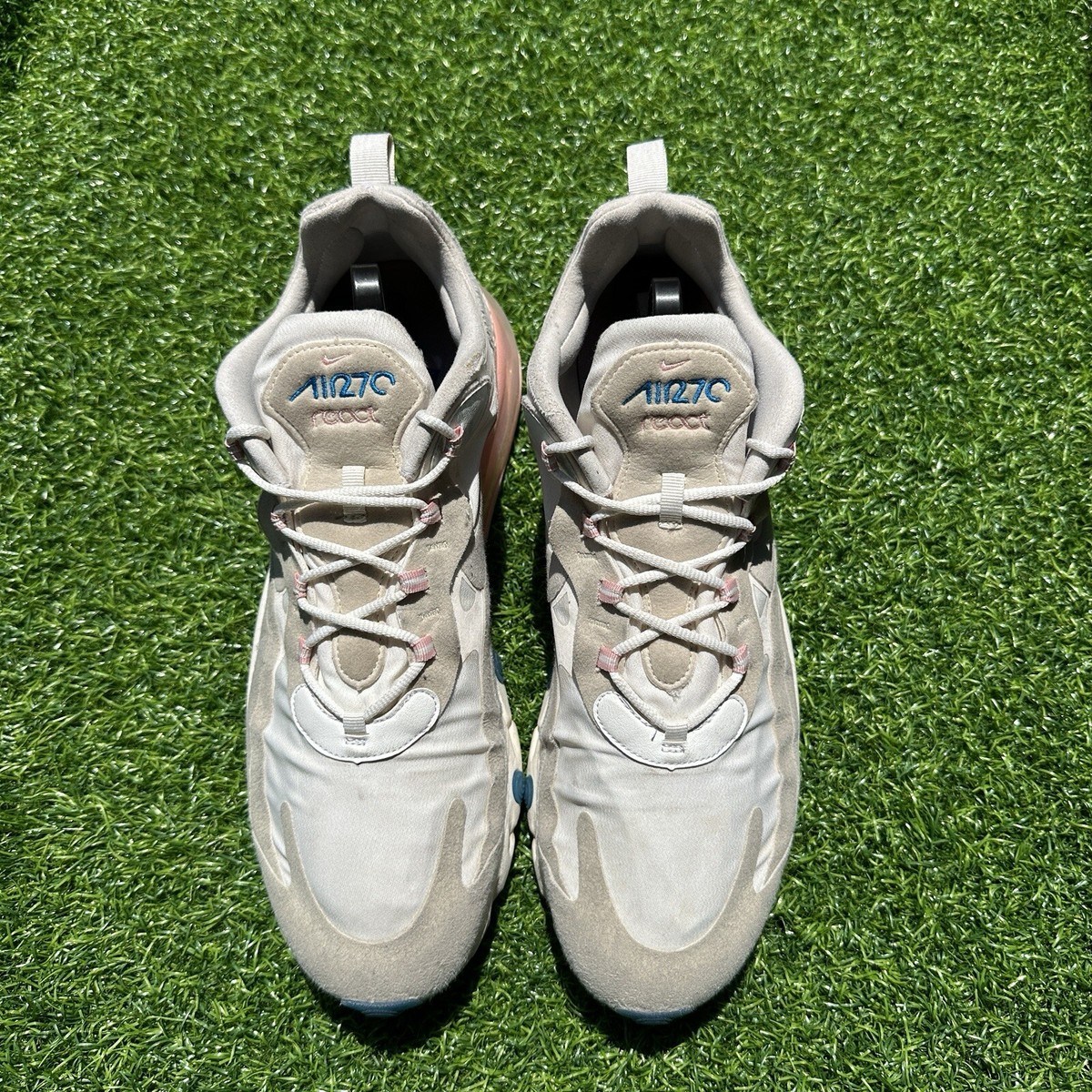 Nike Mens Air Max React 270 White Ghost Aqua Running Shoes  display picture 1