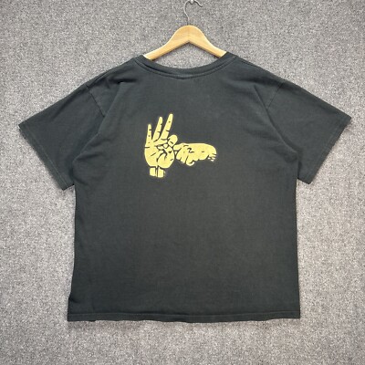 Vintage Pornstar Shirt Mens XL Black 90s Faded Sign Language Funny