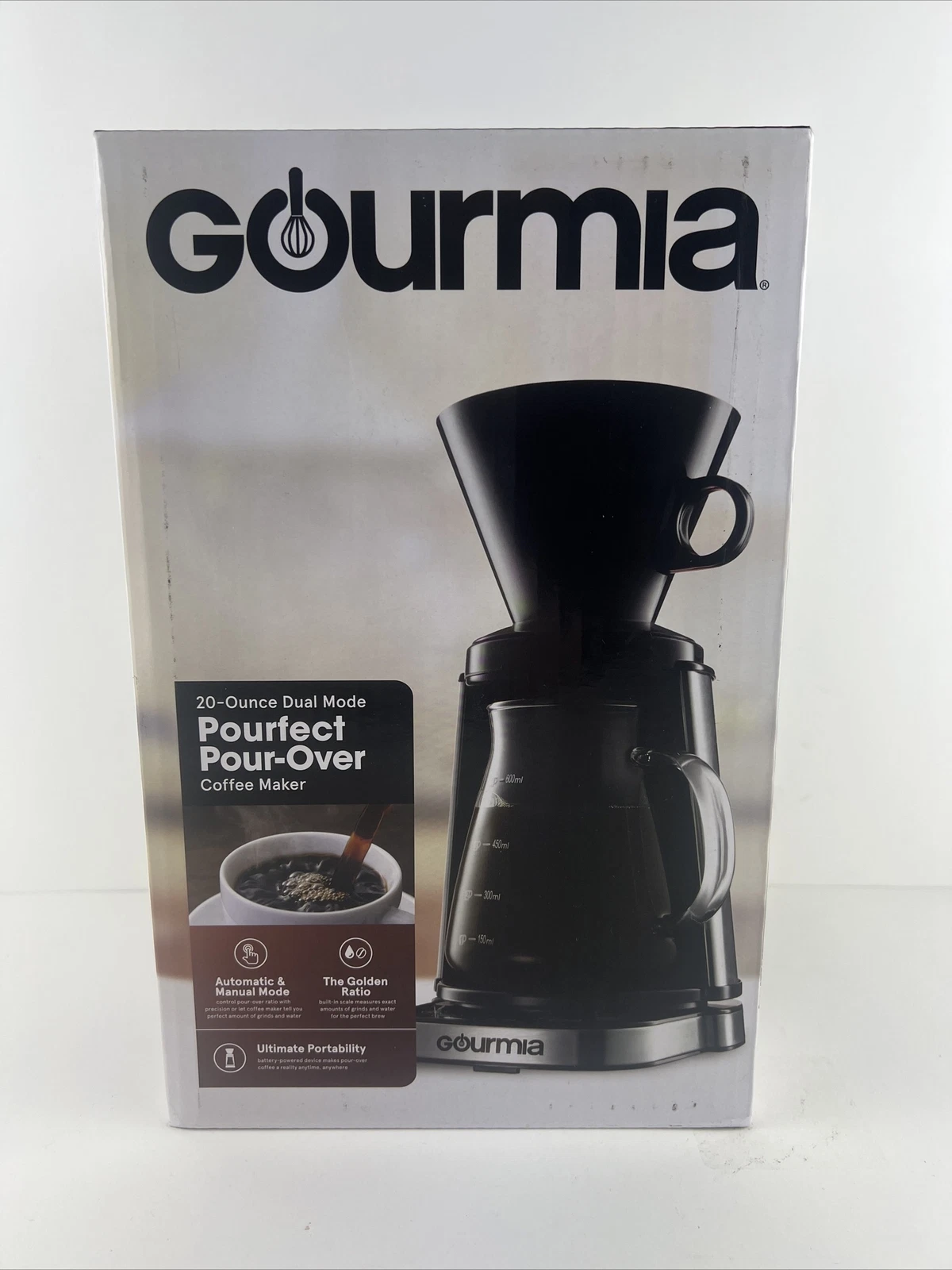 Gourmia GCM3250 Digital Touch Pour-over Automatic Coffee Maker w/Scale NEW