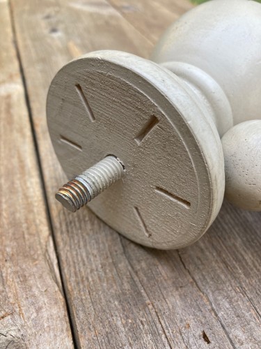 2 Vintage White Wood Newel Post Finials Chippy Paint Wooden Post Caps Distressed - Picture 9 of 13