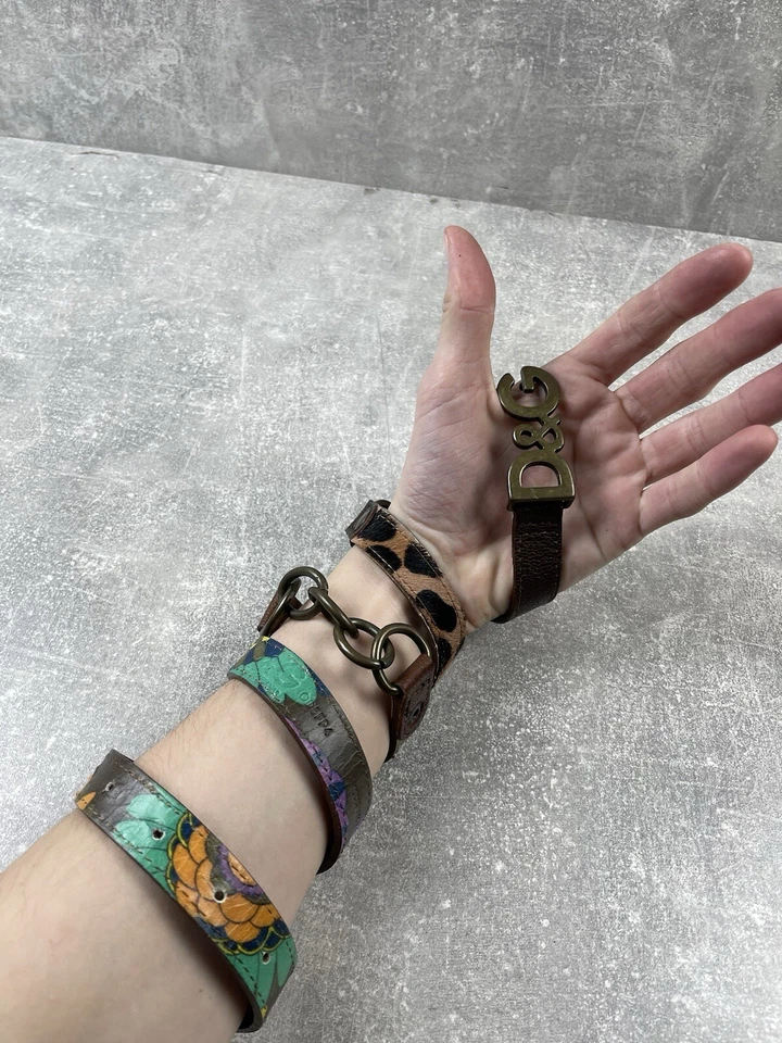 Cinturón Dolce&Gabbana Archives Cuero Marrón Selva Celebridad DsG Logo Hecho en TI Foto 4 de 4