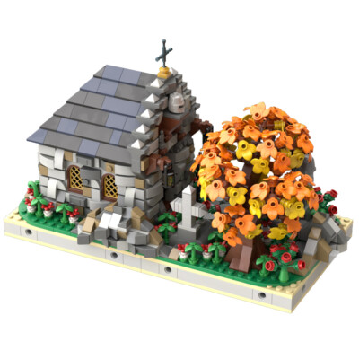 ZITIANYOUBUILD Medieval Small Cemetery with a Tomb Set 1281 PCS Christmas