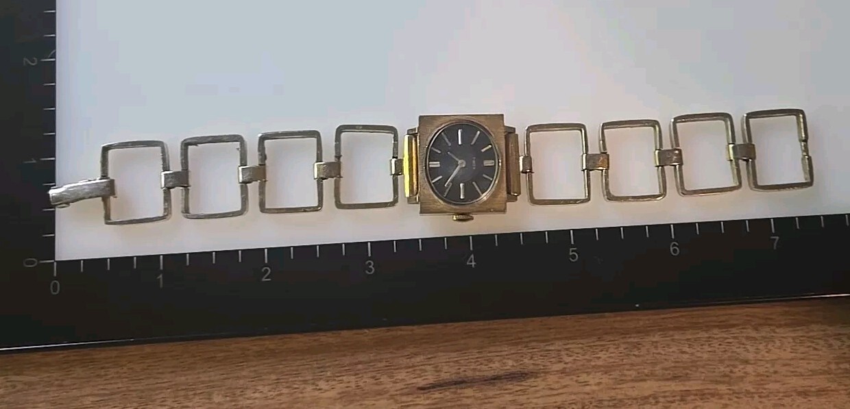 Ladies Wind Up Timex Watch Rectangular Open Link … - image 6