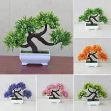 Office Pine Tree Garden Decor Bonsai Artificial Fake Flowers In Pot Plants Home-