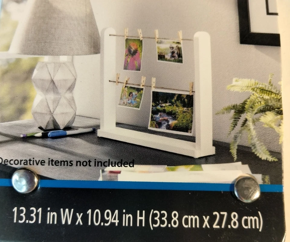 Pinzas de fotos de escritorio para exhibición de fotos de madera blanca colgador de cordel fotografía pilares Foto 3 de 3