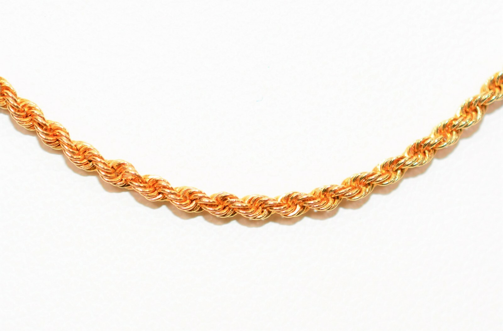 14K Solid Gold Twist Rope Chain Necklace 24" 1.75mm 7.2 Grams Long Gold
