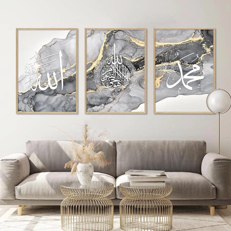 Marble Gold Grey Black Posters Wall Art Canvas Painting Living Room Decor