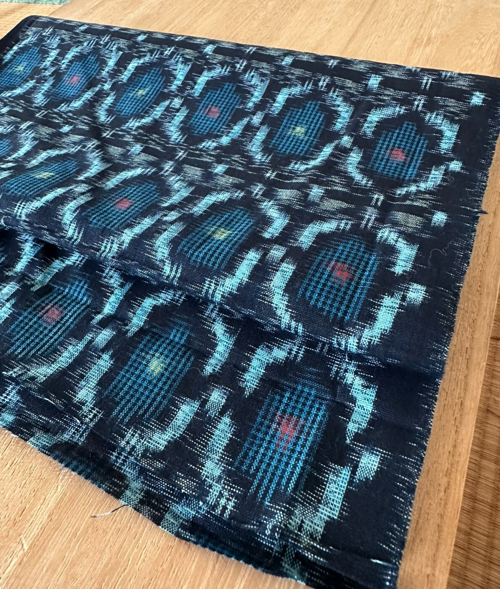 Japanese Kasuri Indigo Cotton Fabric Vintage Textile Remnant 57in