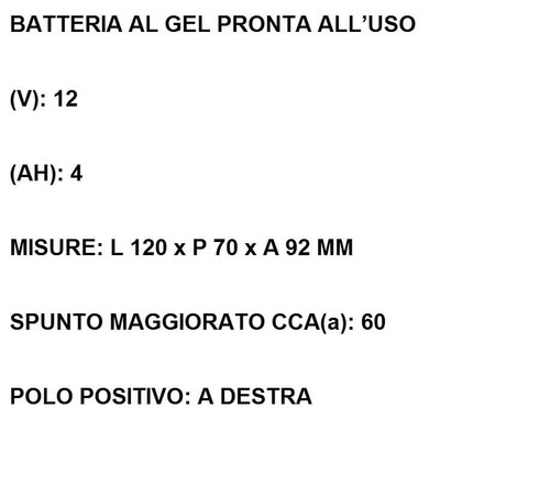 YB4L-B BATTERIA AL GEL INTACT MALAGUTI 50RCX 12 Grizzly 1990-2000 SPUNTO=60CCA - Foto 2 di 5