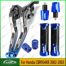 4PCS BLUE For Honda CBR954RR 2002-2003 Handle Grips Cap Brake Clutch Levers Set