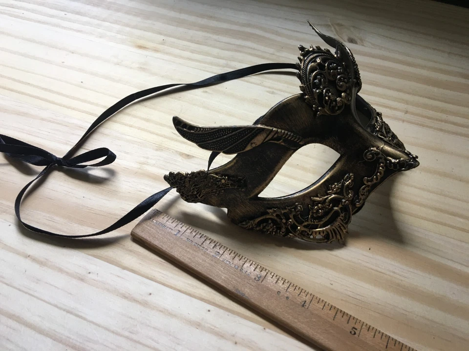 Halloween Women Venetian Metallic Fantasy Masquerade Mask Solid & Well made 6.5" - Image 2 of 3