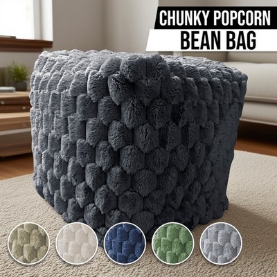 Luxus Sitzsack Stuhl Kunst Kaninchenfell Grob Popcorn Fußhocker Pouffe 42 cm