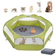 2-in-1 Small Animals Playpen with Pad, Waterproof Small Pet Cage Tent with Re...