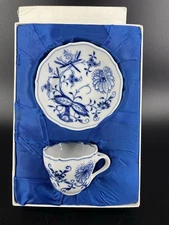 Meissen, Blue Onion, Demitasse Cup & Saucer Set W/Box