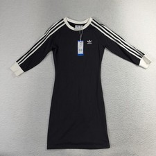 Adidas Adicolor Classic 3 Stripe Dress Women's Black 3/4 Sleeve Maxi Size XS NWT