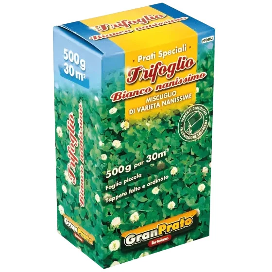 L'ORTOLANO Semi Prato Trifoglio Bianco Nanissimo perenne,varietà a rapida germinazione 500g