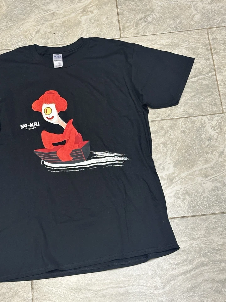 Yo-Kai Express 日本拉面 T 恤尺寸 L 动漫人物黑色食物 — 第 4/4 张图片