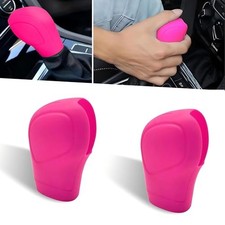 Car Gear Shift Knob Cover, Silicone Flexible Scratch and Dust Proof 2 PCS Pink