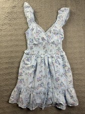 Wild Fable Womens XXS Blue Floral Smocked Flutter Sleeve Mini Dress