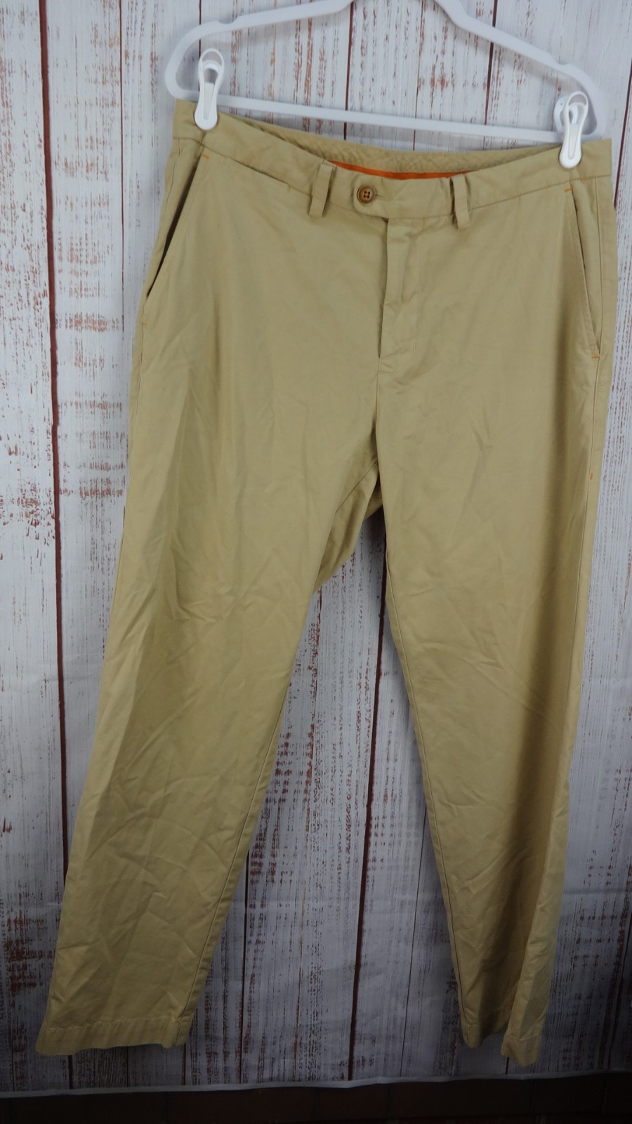 Tommy Bahama Pants Mens 34 Khaki Stretch Chino Flat Front Tencel Cotton