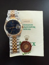 Full set Rolex 36mm twotone Datejust 16233 New Old Stock Factory Blue Stick Dial