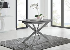 Image of LIRA Grey High Gloss 100-140cm Extendable Kitchen Dining Table - Seconds