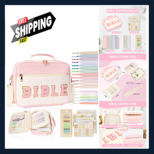 Bible Cover Case for Women Leather Bible Carrying Tote Pink Large Christian Gift