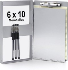 Small Aluminum Clipboard with Storage Memo Memo Size 10 x 6 x1 in, Silver