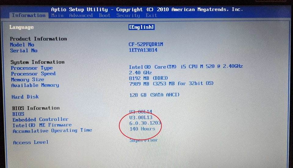 i5 Panasonic Toughbook CF-52 2.4GHz 8GB 15.4" WXGA 120GB SSD 140 HORAS W10Pro - Imagem 2 de 4