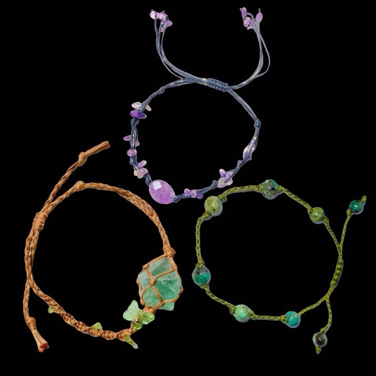 Natural Turquoise Chrysocolla Peridot Fluorite Healing Reiki Rope Bracelet