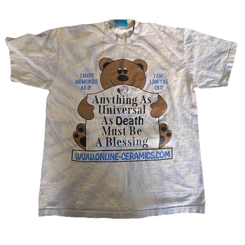 Online Ceramics Teddy Bear “Anything as Universal as Death” Tie-Dye T-shirt Sz L