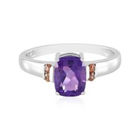 Cavill Ring Damen 925 Silber Platiniert 1,7Ct Amethyst Zirkon Echtschmuck-