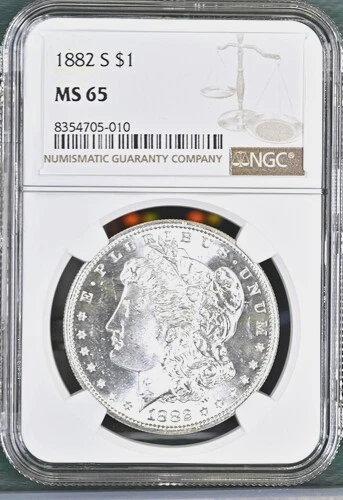 1882-S MORGAN SILVER DOLLAR NGC MS65 WOW STUNNER BLAZING WHITE SEMI PL L@@K