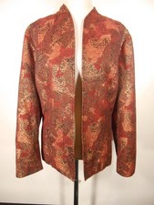 Beautiful Women's PXL Coldwater Creek Burgundy Paisley Lined Blazer Jacket