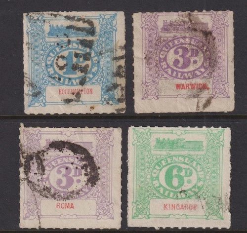 QUEENSLAND 1921  1d,3d,6d  RAILWAY PARCELS -wmkQR- roulette- Elsmore Cat $70++GU
