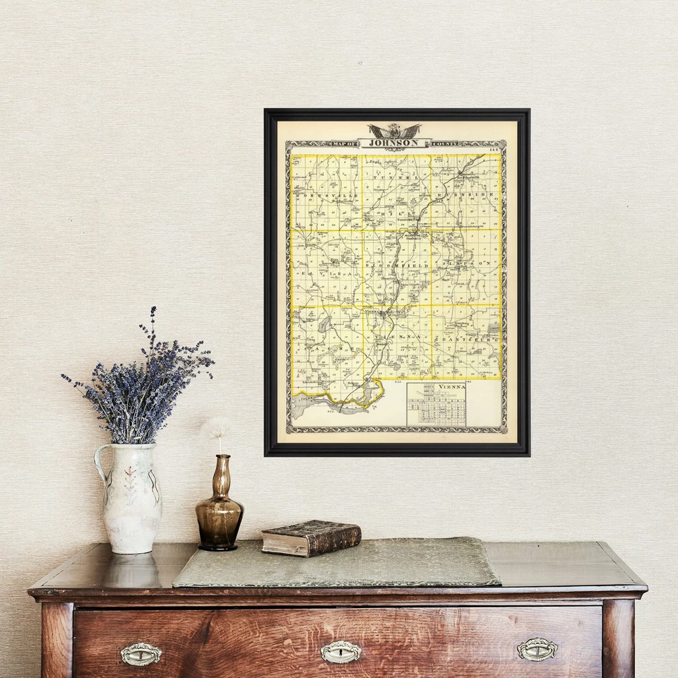 Old Map of Johnson County, IL 1876 - Vintage Illinois Art - Image 4 of 4