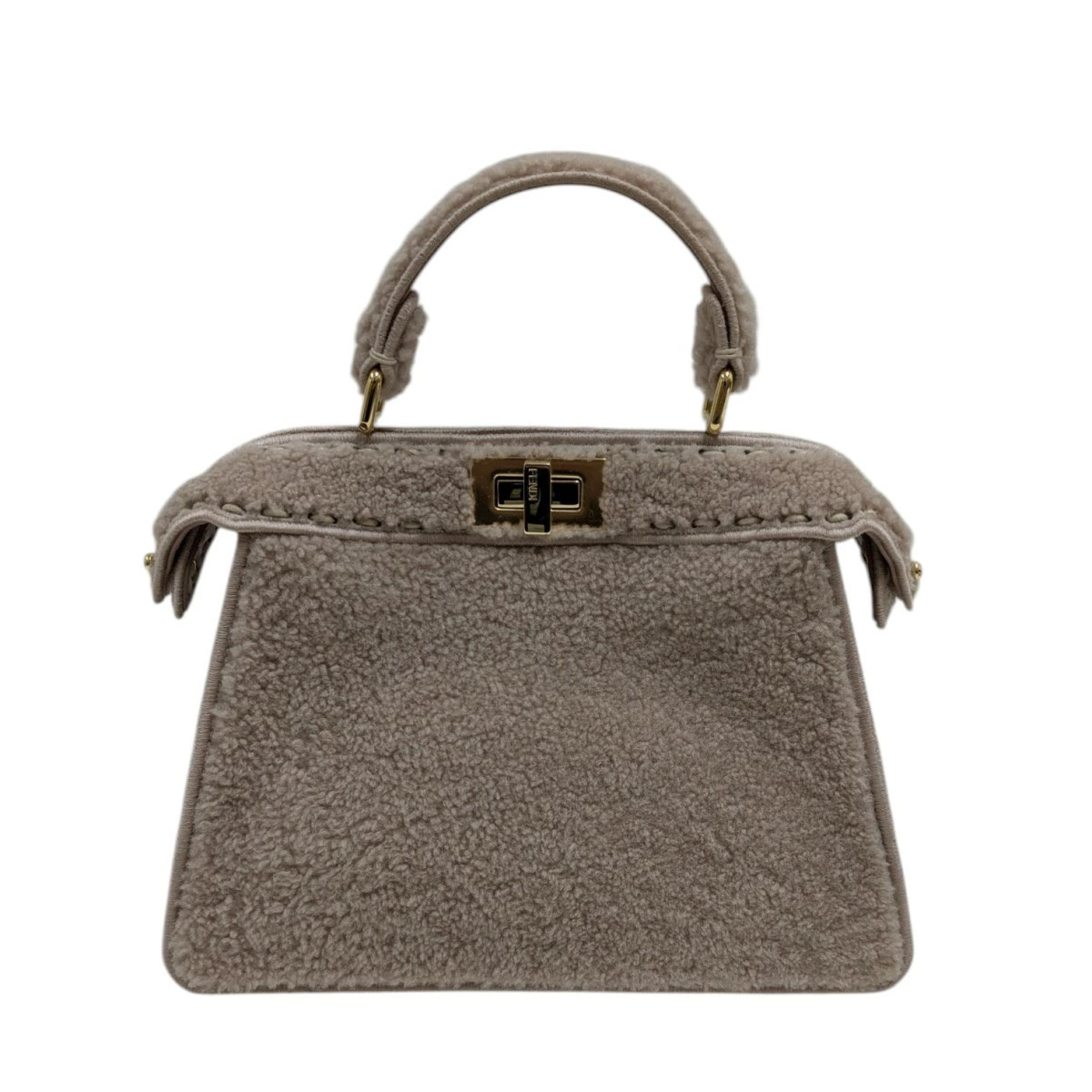 Fendi peekaboo small shearling bag beige image 2