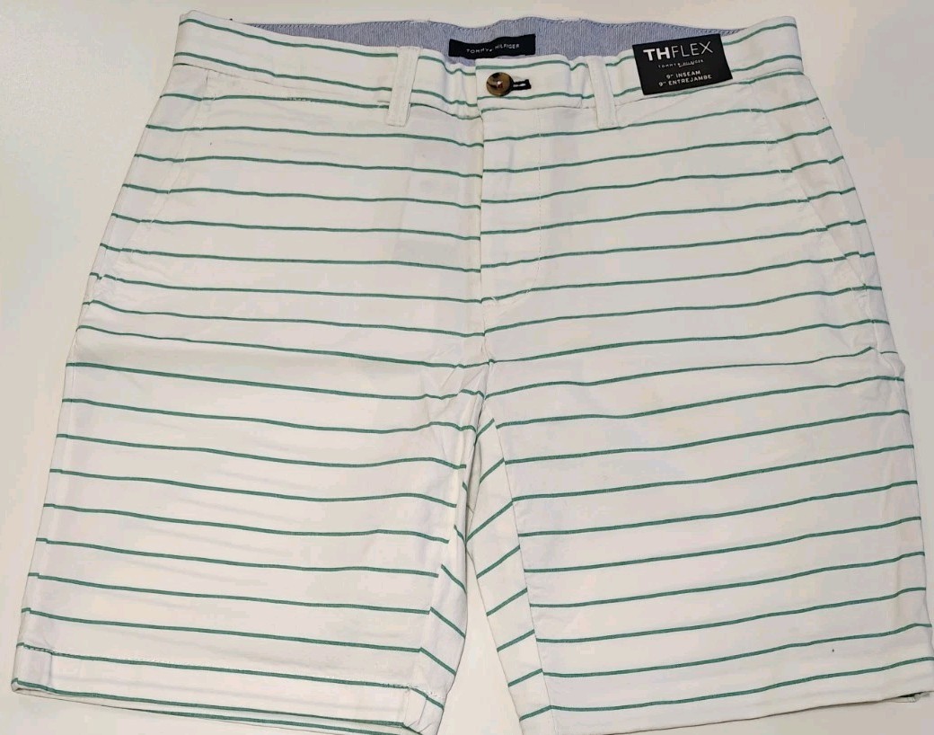 Tommy Hilfiger Men's Essential 9" INSEAM  Short WHITE/GRE,Size 31" RRP$59.99
