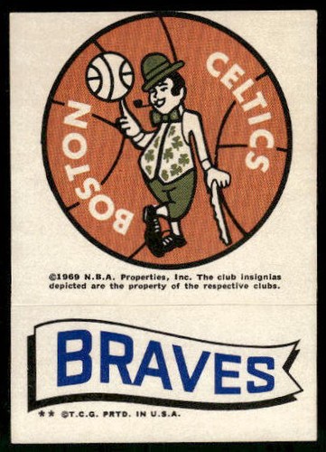 Boston Celtics Braves 1973 Topps Team Stickers card