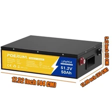48V/51.2V 50Ah LiFePO4 lithium Battery 2560Wh BMS For Solar Off-grid Golf Cart