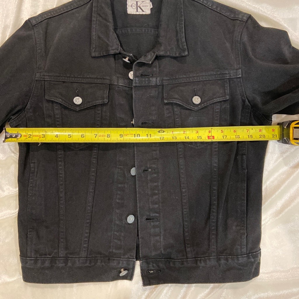 Vintage Calvin Klein Women's Black 100% Cotton Denim Trucker Jean Jacket Size S thumbnail 9