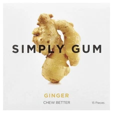 Simply Gum Chewing Gum, Ginger , 15 Pieces, 3 Packs