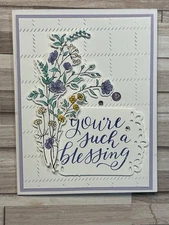 4 Stampin Up!  “You’re such a Blessing”  DSP Dainty Flowers  Purples CARD KIT