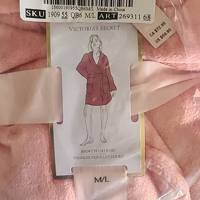 バッグ r VICTORIA'S SECRET COZY SHORT PLUSH BATH ROBE POCKETS PASSION PINK