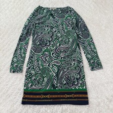 Michael Kors Dress Women's XL Paisley Print LS Chain Detail Career Office luxury
