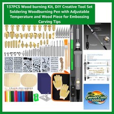 137PCS Wood burning Kit, DIY Creative Tool Set Soldering Woodburning Pen with...