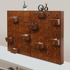 64-Drawer Storage Cabinet Pine Wood Furniture Tabletop Storage Box For Home